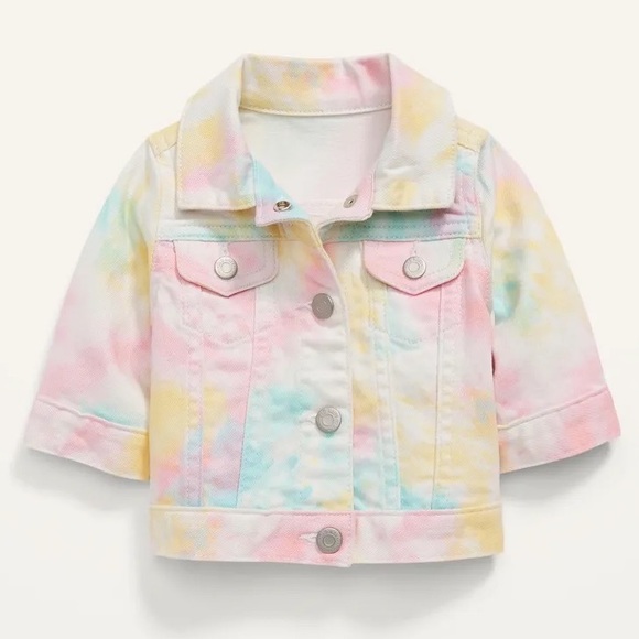 🌟SALE🌟 NWT Old Navy Rainbow Tie-Dye Jean Jacket for Baby, Multicolour - Picture 1 of 3